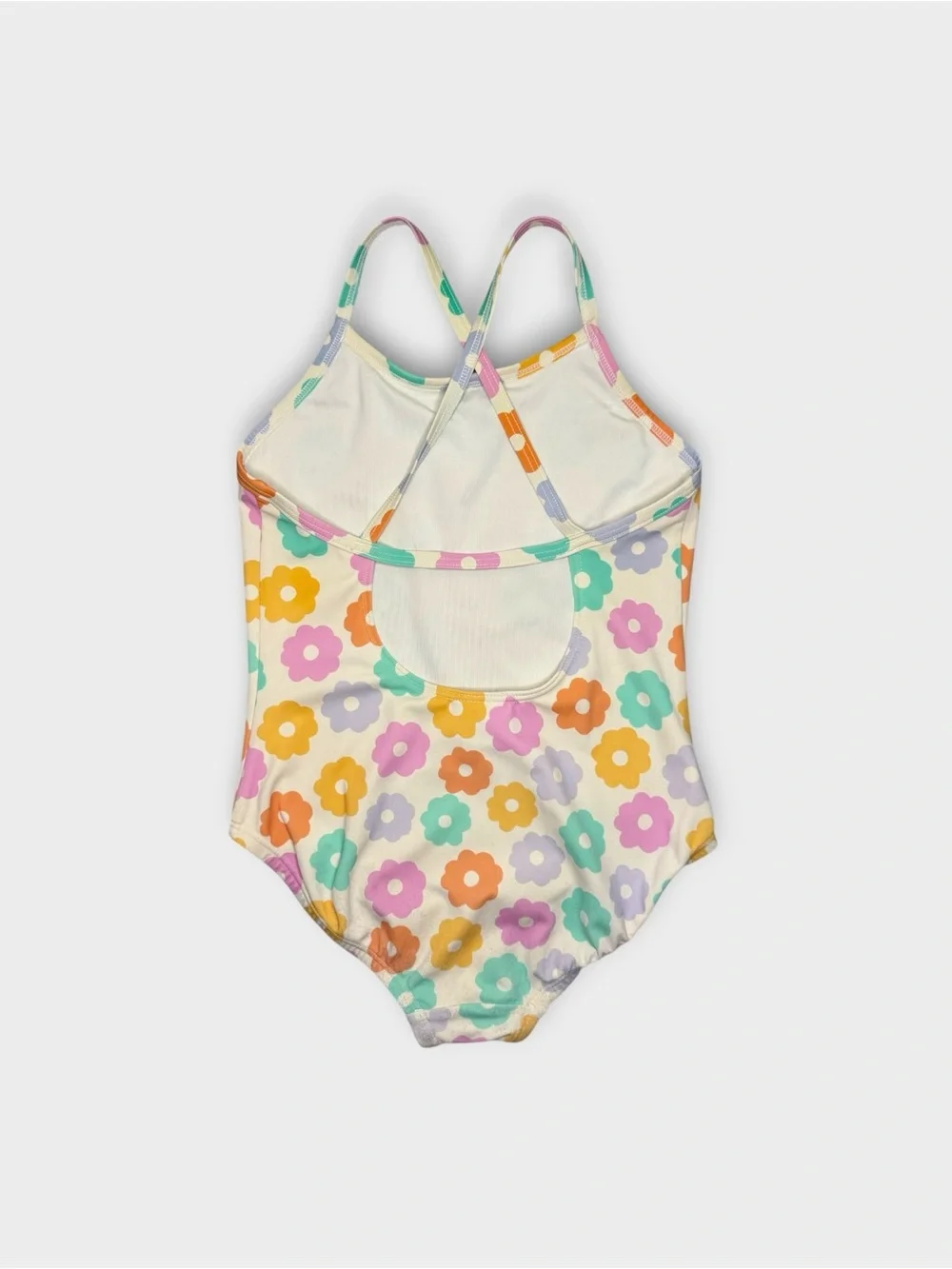 Hanna Andersson Pastel Retro Floral Pattern Cream Swimsuit